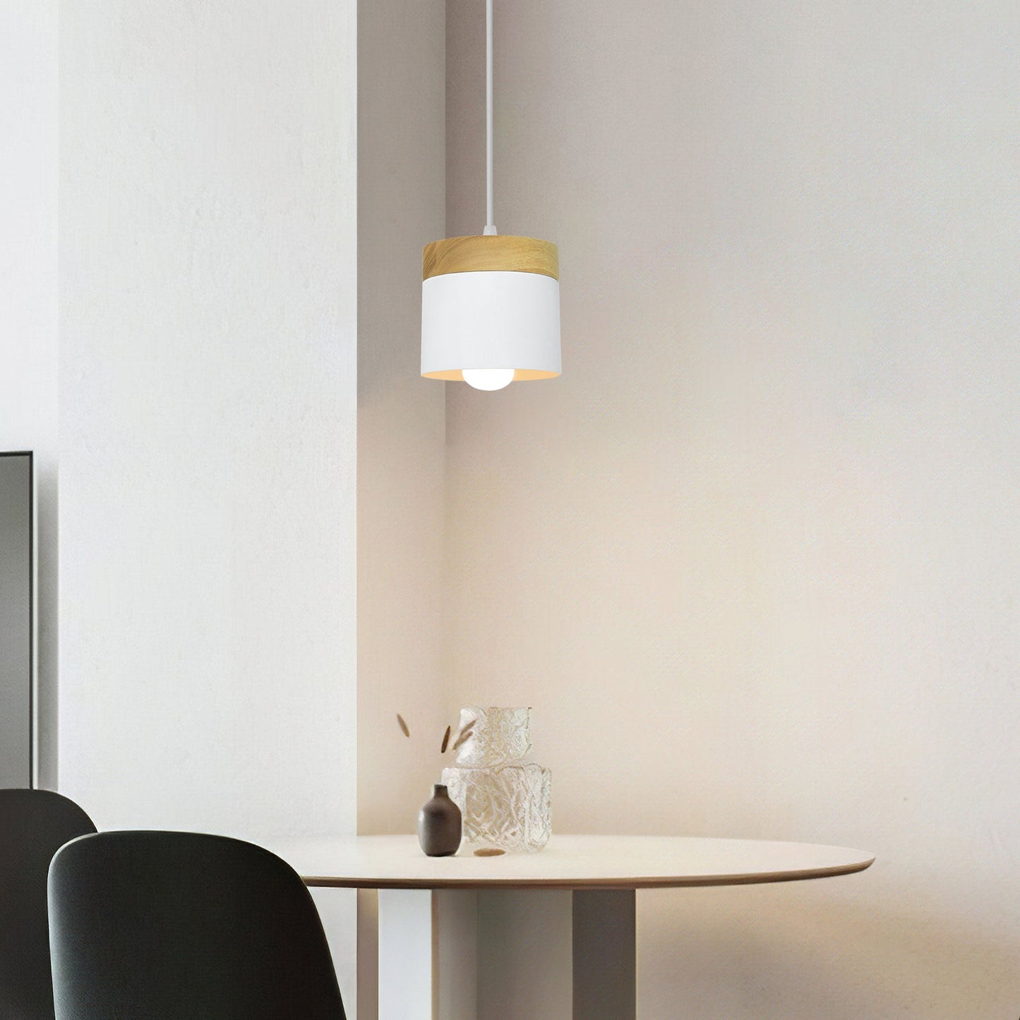 Wooden Pendant Light | 4.33 x 4.72 in | Minimalist Cylindrical Lamp | Elegant Nordic Home Decor | Brick by Brick