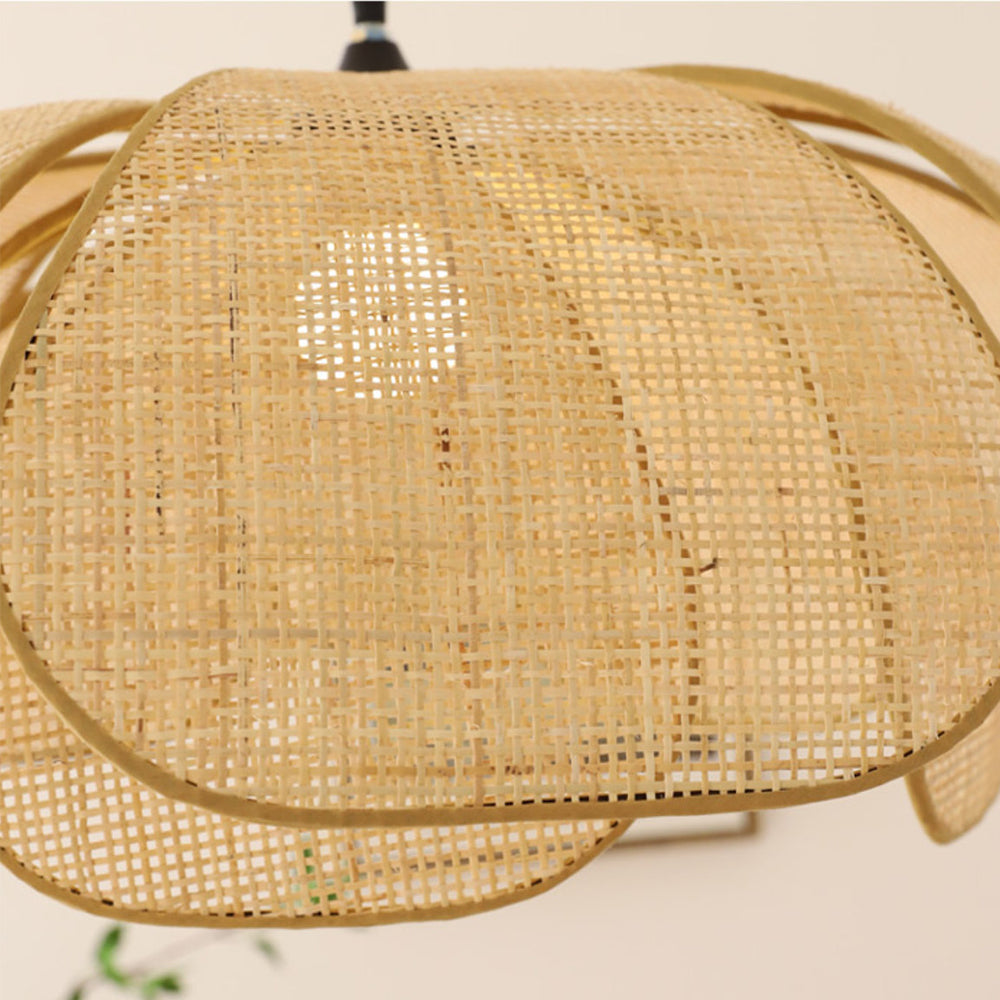Rattan Petal Pendant Light | H11.02 in | Rustic Boho Ceiling Lamp | Natural Handmade Lighting | Brick by Brick