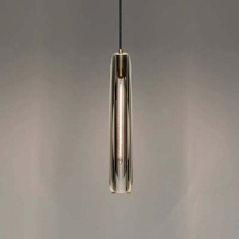 Small Glass Chandelier Pendant | 2.7 x 14.9 in | Brass LED Accent Lighting | Compact & Elegant | Brick by Brick