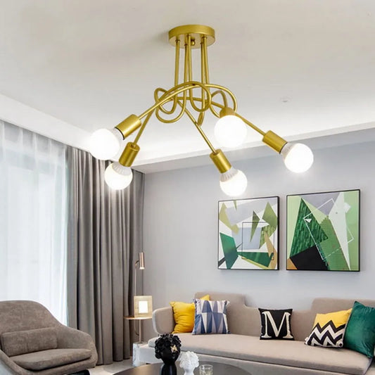 Retro Chandelier | 3 - 5 Heads | Wrought Iron LED Ceiling Light | Black or White E27 Fixture | Brick by Brick