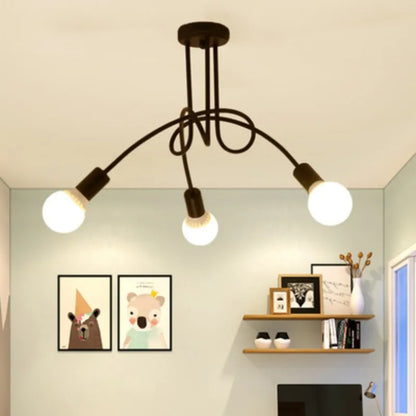 Retro Chandelier | 3 - 5 Heads | Wrought Iron LED Ceiling Light | Black or White E27 Fixture | Brick by Brick