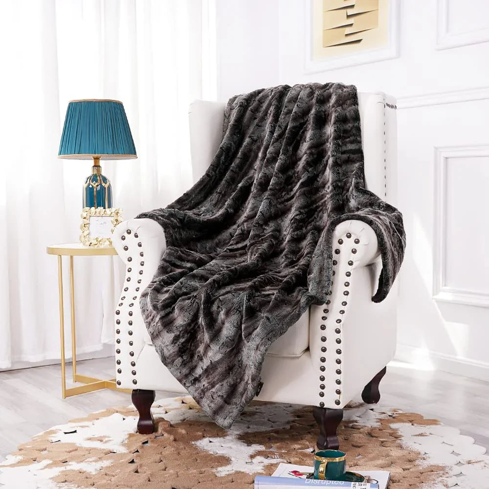 Takora Faux Fur Throw | 50"x59" & 59"x79" | Japandi Inspired | Plush | Brick by Brick