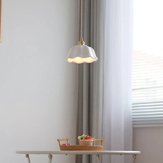 Ceramic LED Pendant Light | 7.1 in x 4.7 in | Nordic Hanging Lamp | Adjustable Wire | Brick by Brick