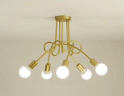 Retro Chandelier | 3 - 5 Heads | Wrought Iron LED Ceiling Light | Black or White E27 Fixture | Brick by Brick