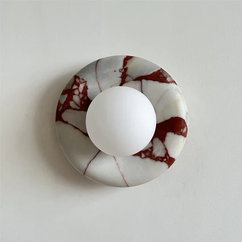 Round Marble Wall Lamp | 7.9 x 5.1 | Minimalist Design | Indoor LED Lighting | Brick by Brick