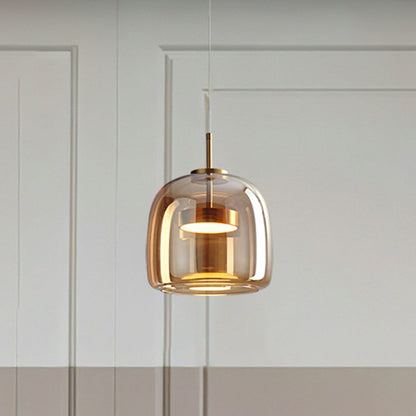 Amber Glass Pendant Light | Vintage Style | Warm LED Glow | Adjustable Height