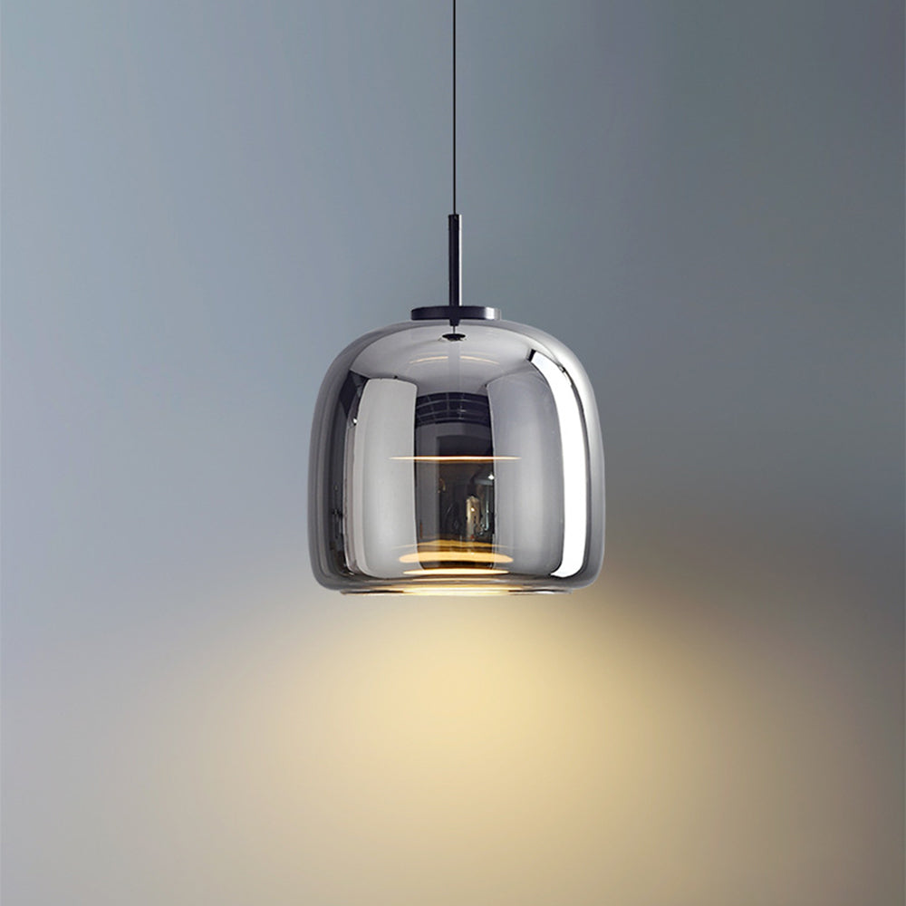 Amber Glass Pendant Light | Vintage Style | Warm LED Glow | Adjustable Height