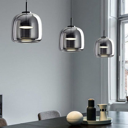 Amber Glass Pendant Light | Vintage Style | Warm LED Glow | Adjustable Height
