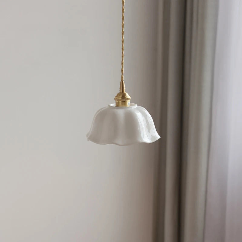 Ceramic LED Pendant Light | 7.1 in x 4.7 in | Nordic Hanging Lamp | Adjustable Wire | Brick by Brick