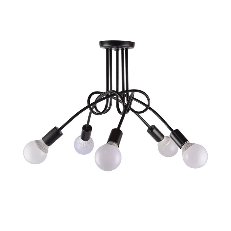 Retro Chandelier | 3 - 5 Heads | Wrought Iron LED Ceiling Light | Black or White E27 Fixture | Brick by Brick
