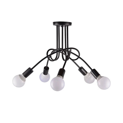 Retro Chandelier | 3 - 5 Heads | Wrought Iron LED Ceiling Light | Black or White E27 Fixture | Brick by Brick