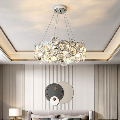 Crystal Chandelier | 22.8 in Modern Ceiling Light | Stainless Steel & Glass Artistic Lighting | Brick by Brick