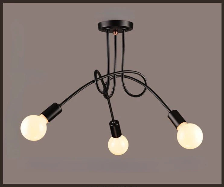 Retro Chandelier | 3 - 5 Heads | Wrought Iron LED Ceiling Light | Black or White E27 Fixture | Brick by Brick