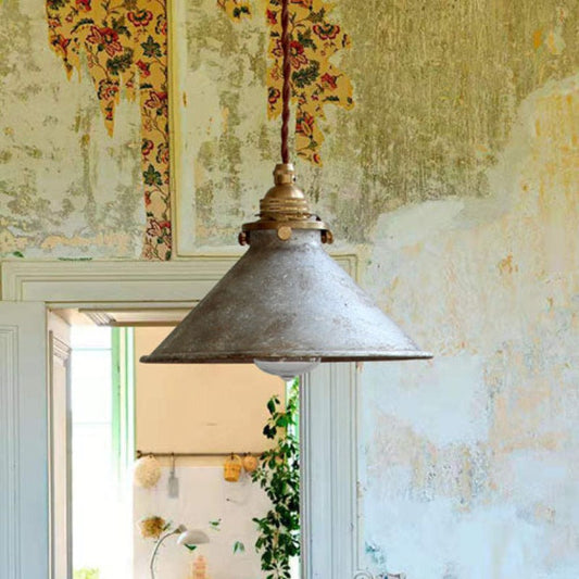 Vintage LED Pendant Light | 8.5 in | Blue Metal Shade | Adjustable Hanging | E14 Base | Brick by Brick