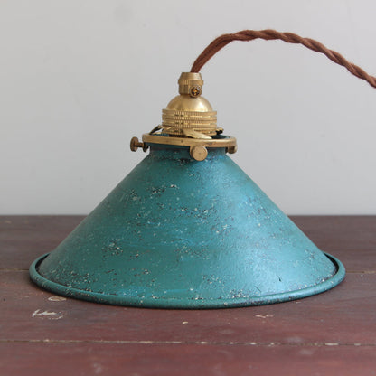 Vintage LED Pendant Light | 8.5 in | Blue Metal Shade | Adjustable Hanging | E14 Base | Brick by Brick