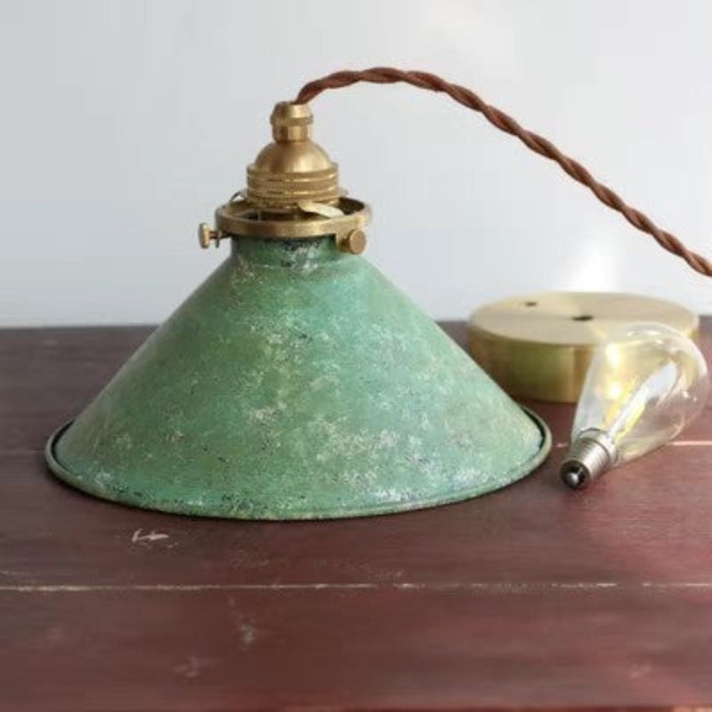 Vintage LED Pendant Light | 8.5 in | Blue Metal Shade | Adjustable Hanging | E14 Base | Brick by Brick