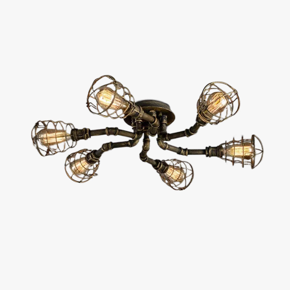 Alessio Industrial Flush Mount Ceiling Light | 27.5 in, 31.5 in, 37.4 in | 4-6-8 Heads | Metal & Glass | Brick by Brick