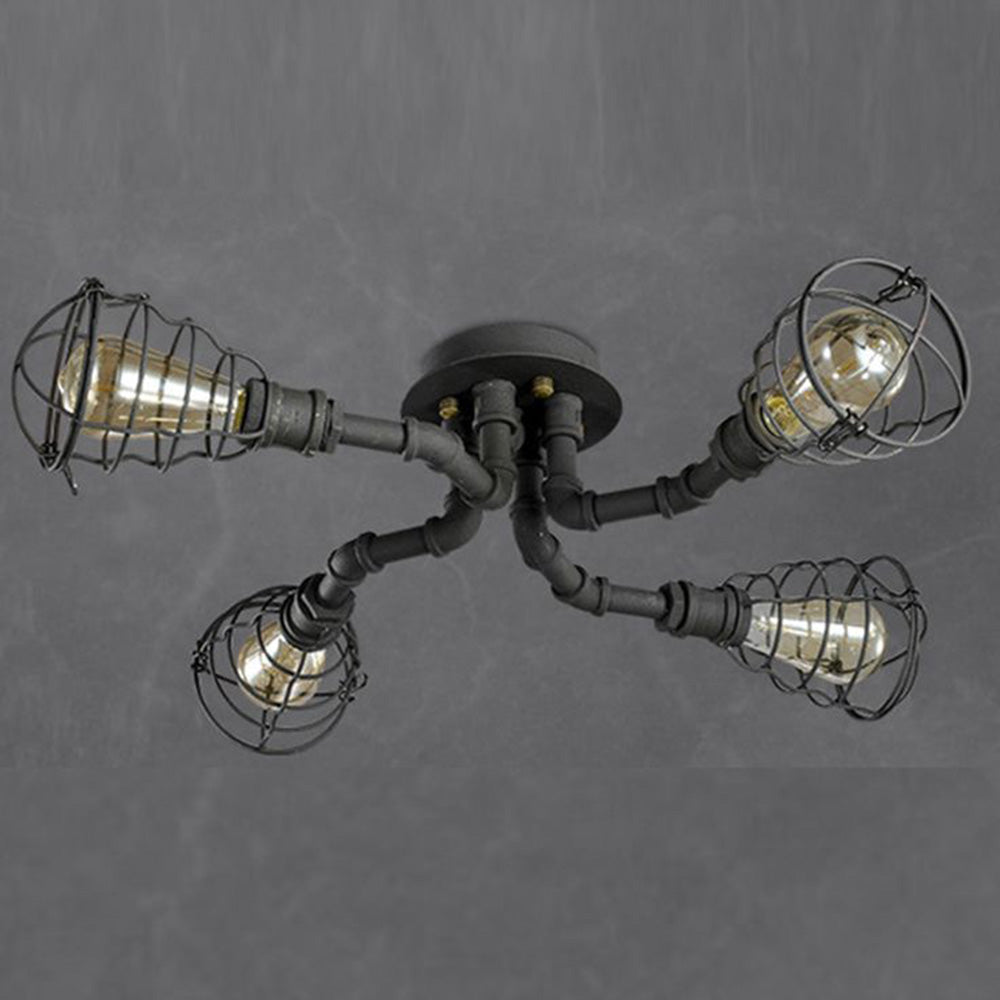 Alessio Industrial Flush Mount Ceiling Light | 27.5 in, 31.5 in, 37.4 in | 4-6-8 Heads | Metal & Glass | Brick by Brick