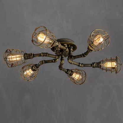 Alessio Industrial Flush Mount Ceiling Light | 27.5 in, 31.5 in, 37.4 in | 4-6-8 Heads | Metal & Glass | Brick by Brick