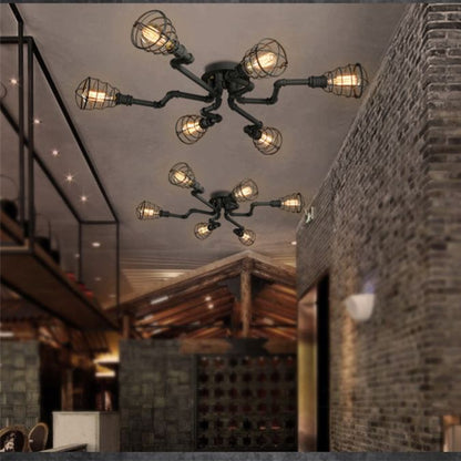 Alessio Industrial Flush Mount Ceiling Light | 27.5 in, 31.5 in, 37.4 in | 4-6-8 Heads | Metal & Glass | Brick by Brick