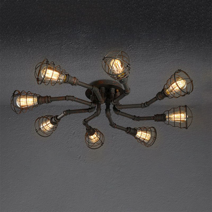 Alessio Industrial Flush Mount Ceiling Light | 27.5 in, 31.5 in, 37.4 in | 4-6-8 Heads | Metal & Glass | Brick by Brick