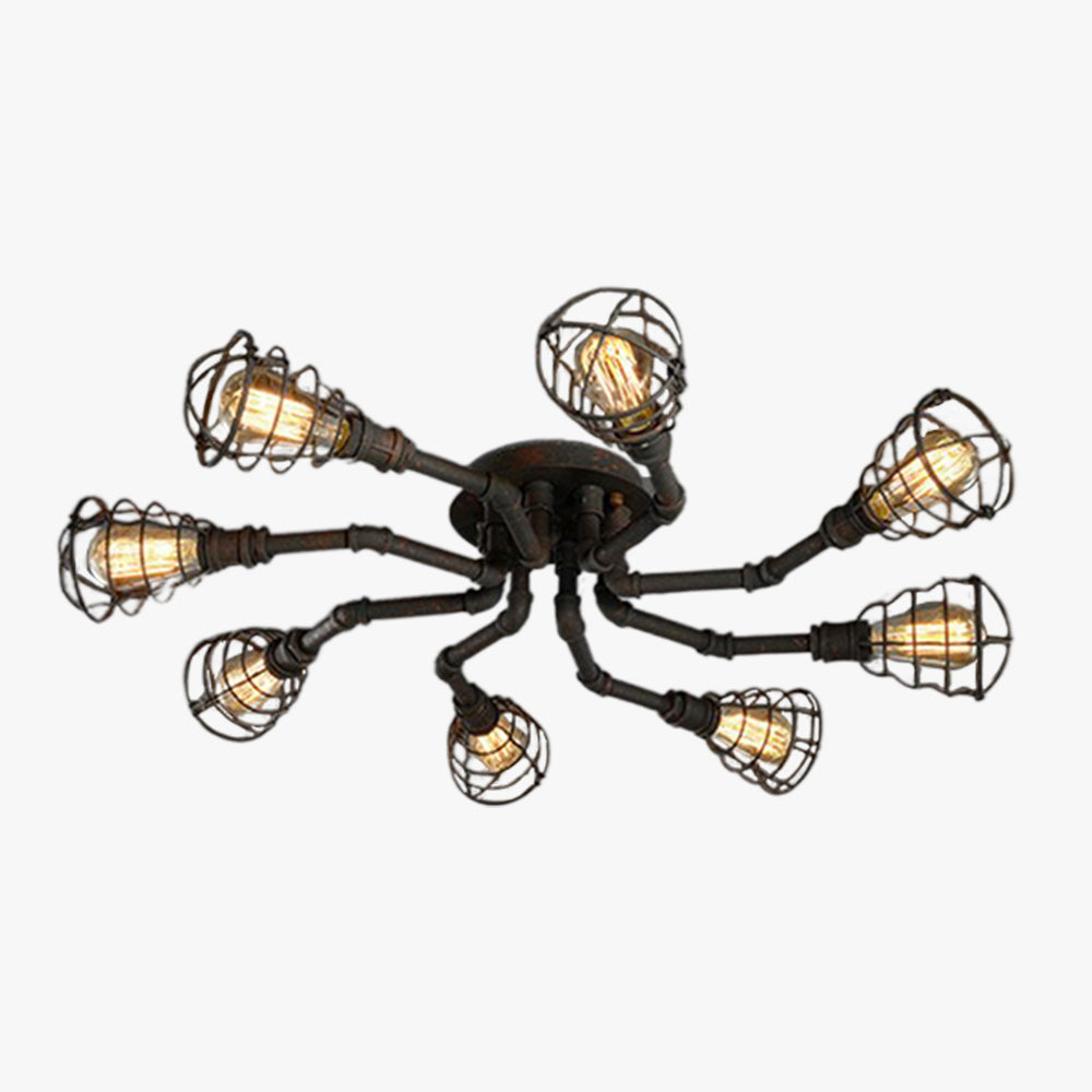 Alessio Industrial Flush Mount Ceiling Light | 27.5 in, 31.5 in, 37.4 in | 4-6-8 Heads | Metal & Glass | Brick by Brick