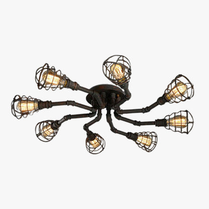 Alessio Industrial Flush Mount Ceiling Light | 27.5 in, 31.5 in, 37.4 in | 4-6-8 Heads | Metal & Glass | Brick by Brick