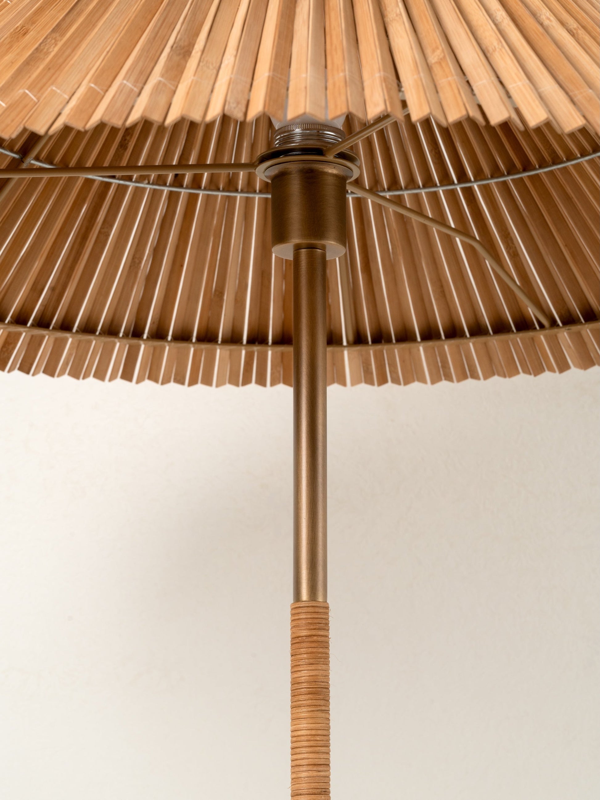 Anji Floor Lamp Bamboo | Versatile Mid Century Lighting | Aged Brass Base | Brick by Brick London 5