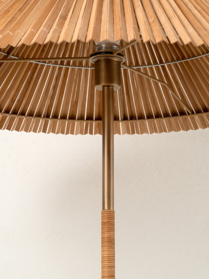 Anji Floor Lamp Bamboo | Versatile Mid Century Lighting | Aged Brass Base | Brick by Brick London 5