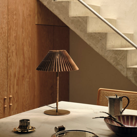 Anji Table Lamp Bamboo | Bedside Lamps & Living Room Lighting | Mid Century Modern | Aged Brass Base | Brick by Brick London 6