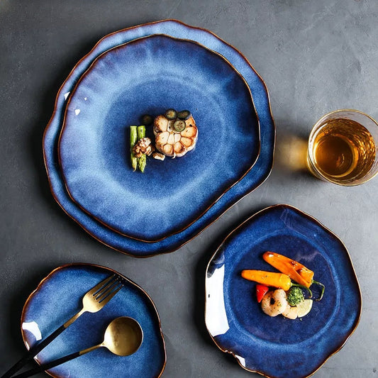 Arigato Dinner Set | Vibrant Blue Sea Inspired Dinnerware | Durable Ceramic | 10 Plates | Brick by Brick London 0