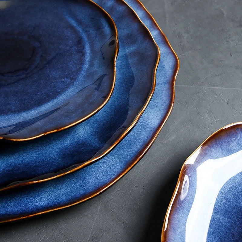 Arigato Dinner Set | Vibrant Blue Sea Inspired Dinnerware | Durable Ceramic | 10 Plates | Brick by Brick London 2