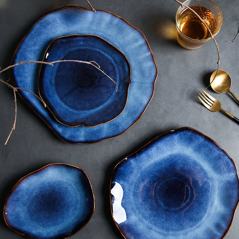 Arigato Dinner Set | Vibrant Blue Sea Inspired Dinnerware | Durable Ceramic | 10 Plates | Brick by Brick London 3