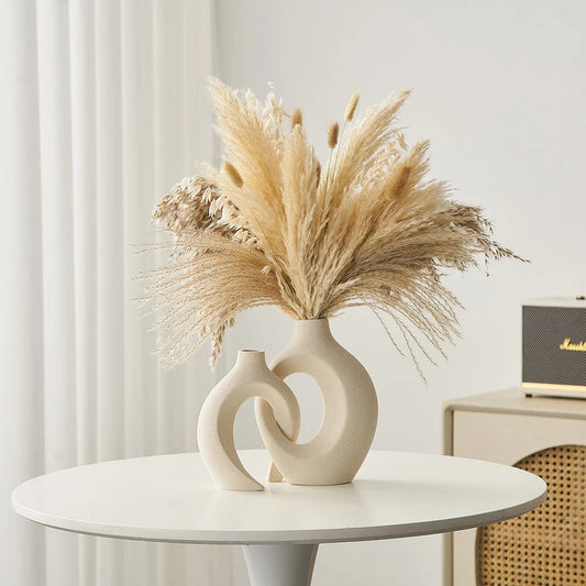 Artistic Ceramic Flower Vase – Unique Sculptural Design in Neutral Tone for Fresh and Dried Flowers 0