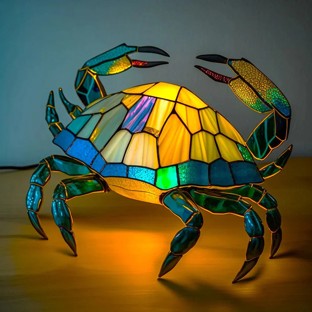 Stained Glass Table Lamp | Wolf Design with Mosaic Pattern | Artistic Animal Light Décor | Brick by Brick