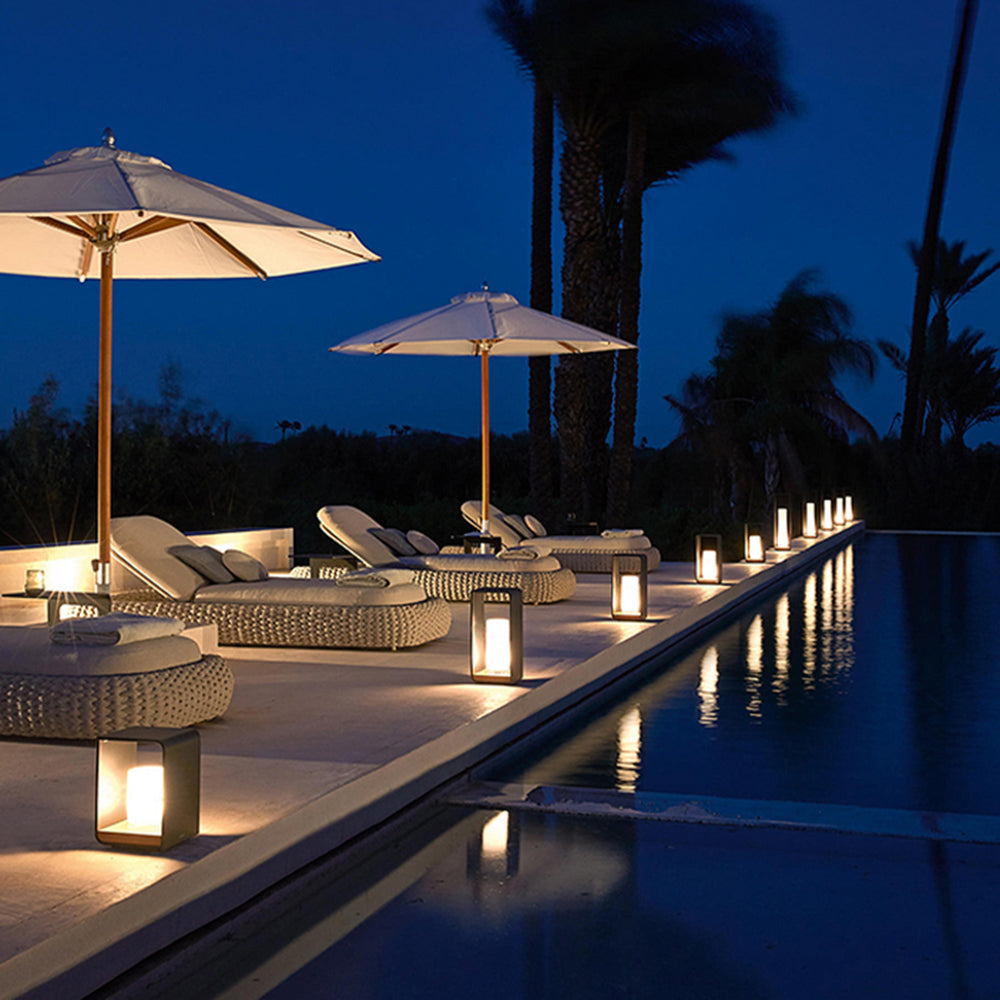 Orr Solar Outdoor Floor Lamp | 7.8 x 11 in / 18.9 in / 26.7 in | Cuboid Minimalist LED | IP65 Weatherproof | Brick by Brick