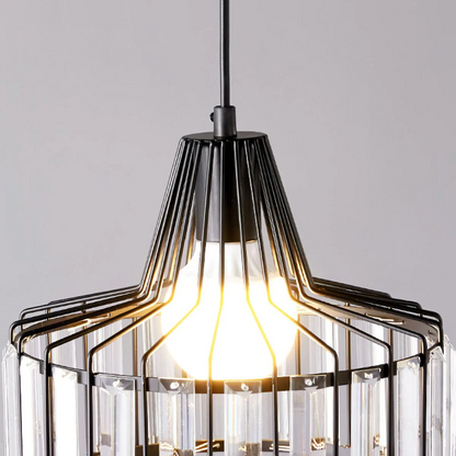 Black Crystal Pendant Light | Sleek Black Finish | Shimmering Crystal Accents | Statement Lighting | Brick by Brick