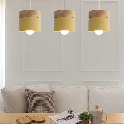 Wooden Pendant Light | 4.33 x 4.72 in | Minimalist Cylindrical Lamp | Elegant Nordic Home Decor | Brick by Brick
