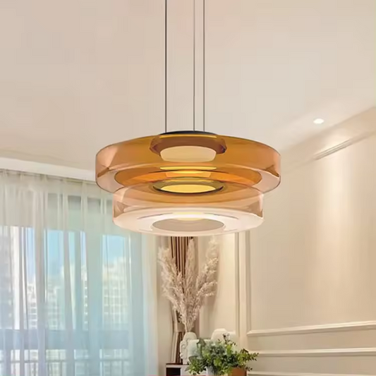 Creative Glass Pendant Lamp | Single layers- Three Layers | Modern Round Design | Warm LED Hanging Light | Brick by Brick