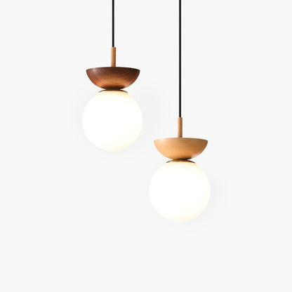 Japanese Glob LED Ceiling Pendant Light | 6.3 X 10.6 in | Sleek Metal Frame with Glass Globe | Burlywood Accent | Brick by Brick