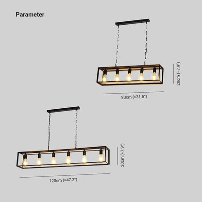 Alessio Rectangle Pendant Light | 31.5 / 47.2 x 7.9 in | Brass or Black Finish | Industrial Design | Brick by Brick