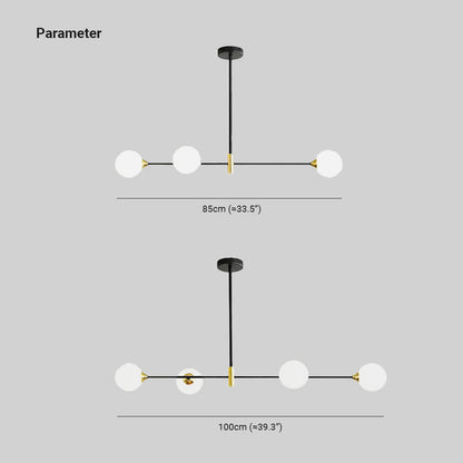 Linear Pendant Light | D 33.5 or 39.3 in | Multi-Head Glass & Metal Fixture | Adjustable Design | Brick by Brick