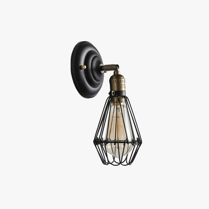 Alessio Industrial Lantern Wall Lamp | 5.5 x 7 x 11 in | Black or Rust Metal Finish | E26 Socket | Brick by Brick