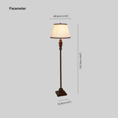 Eryn Retro Drum Floor Lamp | 9 x 16 x 64 in | Fabric Shade | Metal Base | With or Without Tray | Brick by Brick