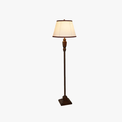 Eryn Retro Drum Floor Lamp | 9 x 16 x 64 in | Fabric Shade | Metal Base | With or Without Tray | Brick by Brick