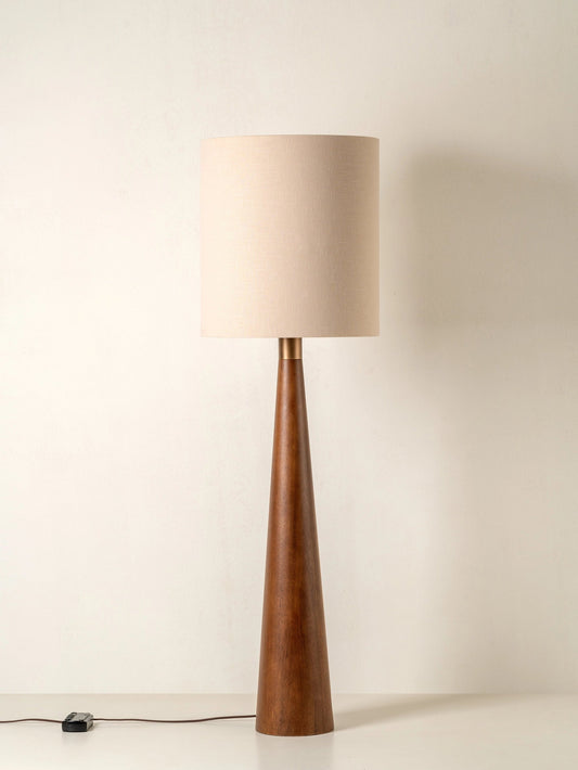 Baneza Floor Lamp Aged Brass | Standing Lamp for Living Room | Cream Linen Shade | Brick by Brick London 1