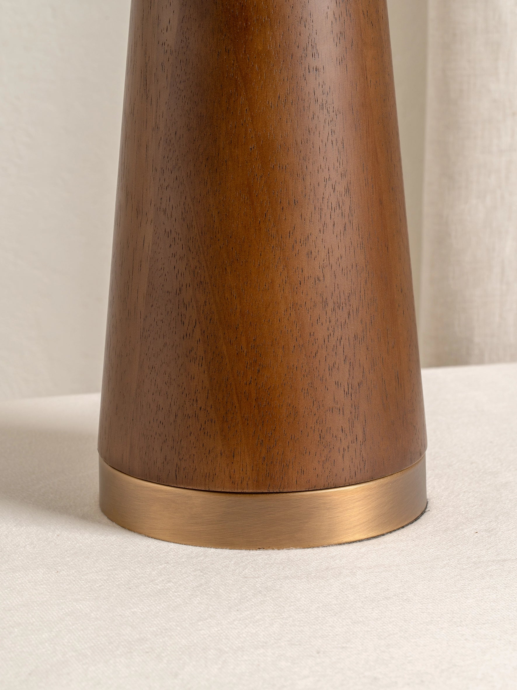 Baneza Table Lamp | Aged Brass & Wood | Cozy Bedside Lamp with Warm Cream Linen Shade | Brick by Brick London 3