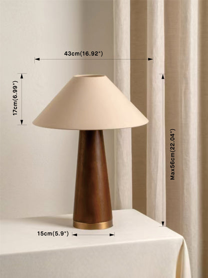 Baneza Table Lamp | Aged Brass & Wood | Cozy Bedside Lamp with Warm Cream Linen Shade | Brick by Brick London 5