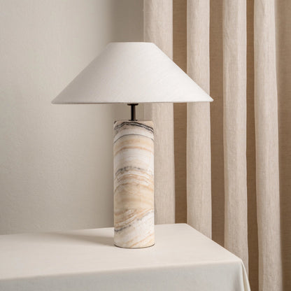 Barola White Onyx Table Lamp | Contemporary Bedside Lamp | 15 with Bronze Accents | Brick by Brick London 0