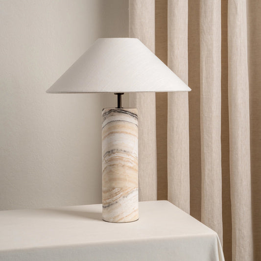 Barola White Onyx Table Lamp | Contemporary Bedside Lamp | 15 with Bronze Accents | Brick by Brick London 0